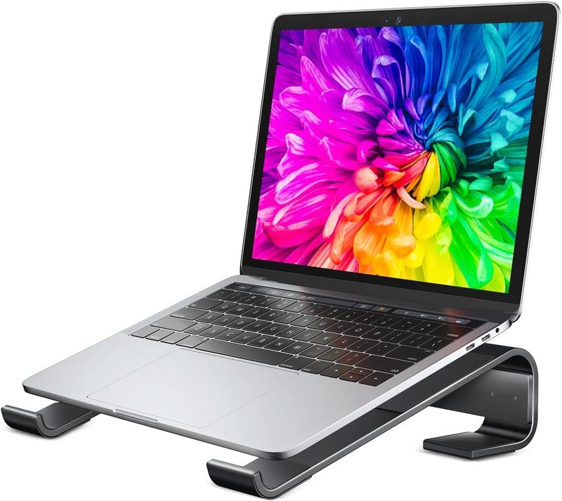 Soqool Laptop Stand for Desk, Ergonomic Detachable Laptop Riser, Aluminum MacBook Stand, Compatible with 12-17'' All Laptops Such as MacBook Pro/HP/Dell/Lenovo, Black - Image 1